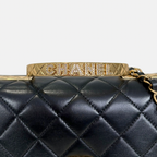 24C Mini Flap Black Lambskin Leather Gold Hardware Microchip