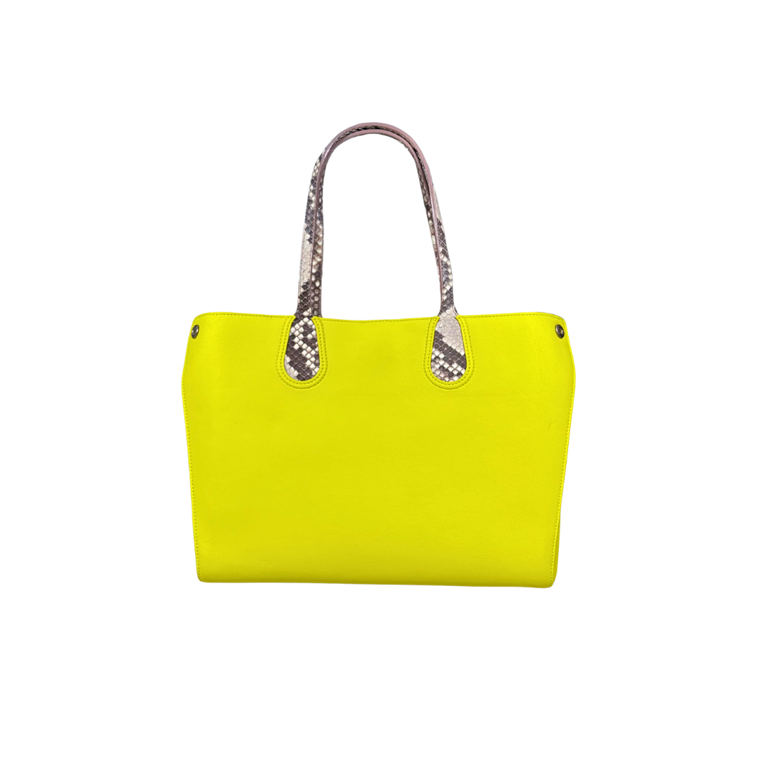 Addict Tote Bag Exotic Leather Green Gold Hardware