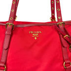Tessuto Tote Red Saffiano Leather Gold Hardware