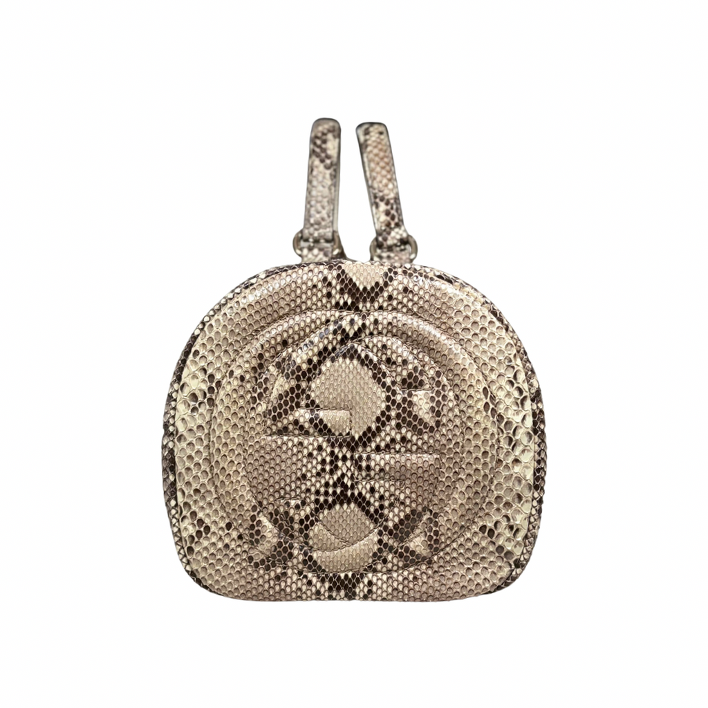 Boston Bag Beige/Purple Python Soho Leather Gold Hardware
