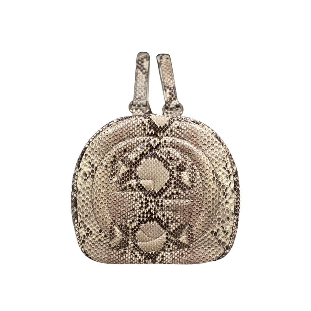 Boston Bag Beige/Purple Python Soho Leather Gold Hardware