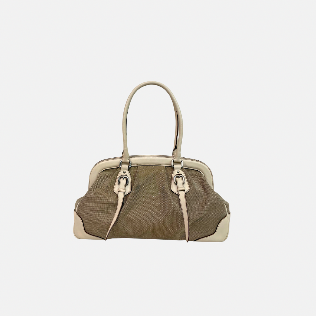Doctor Logo Jacquard Canapa Frame Handbag Silver Hardware