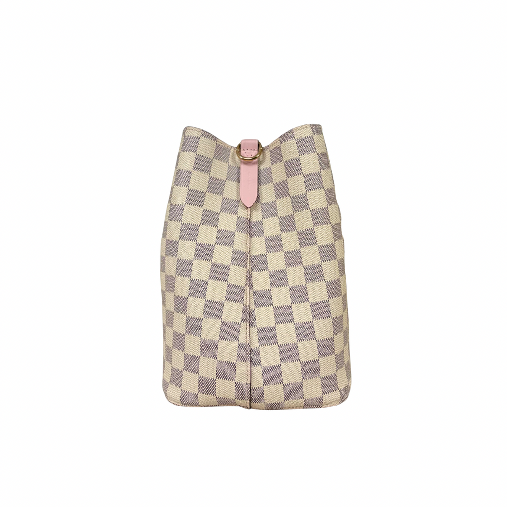 NèoNoè MM Bucket Bag Damier Azur Canvas Rose Ballerina Gold Hardware