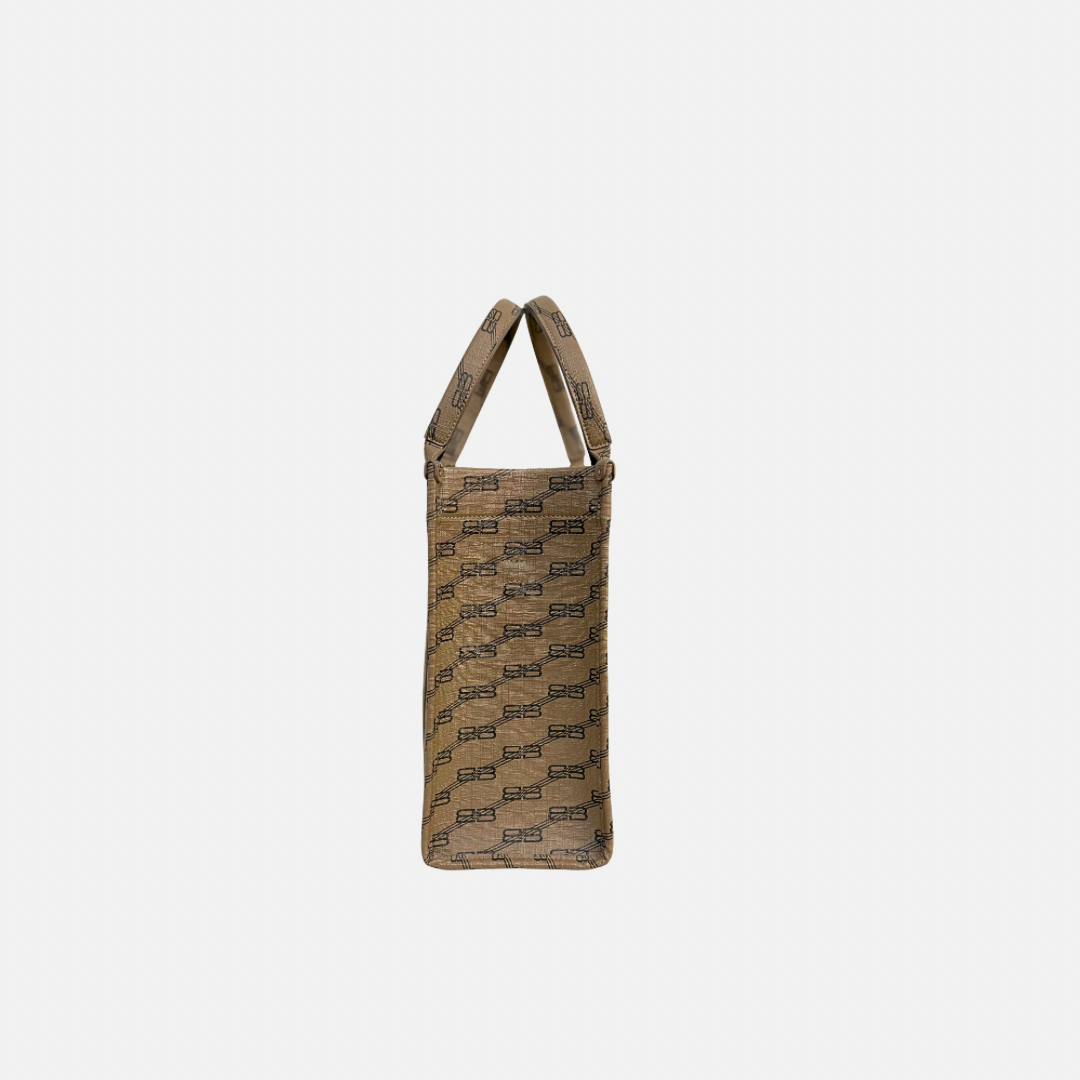 BB Monogram Signature Brown Tote Bag Gold Hardware