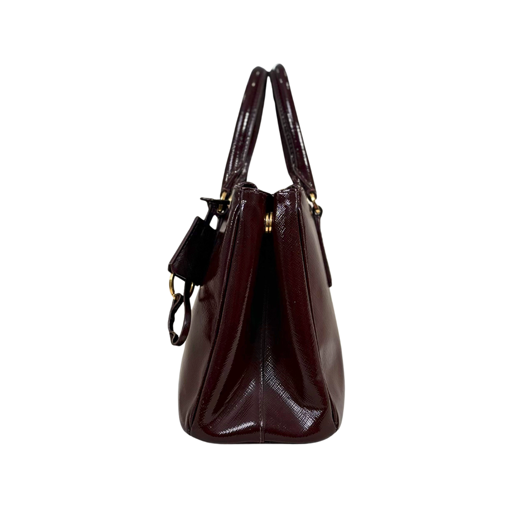 Spazzolato Burgundy Patent Leather Gold Hardware