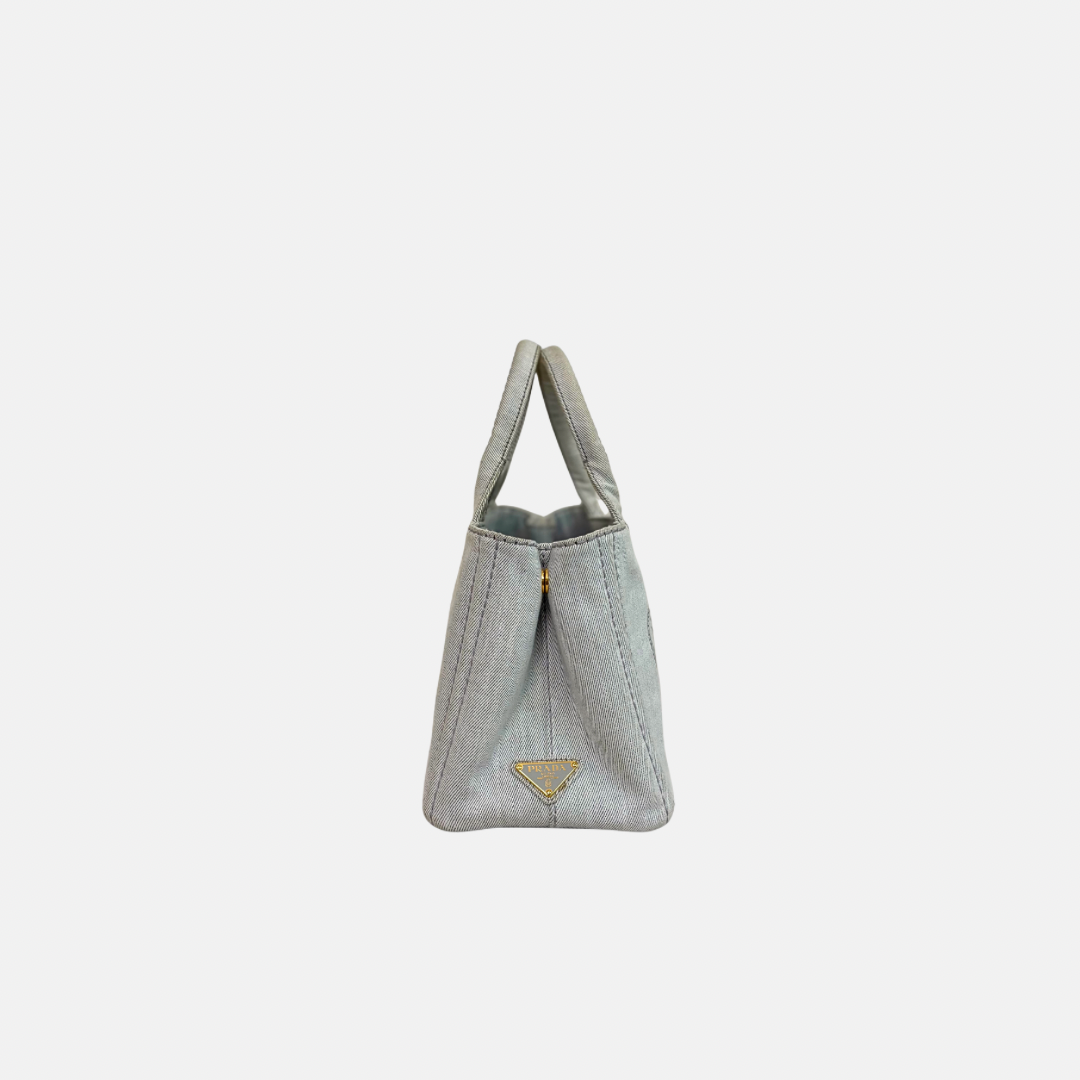 Canapa Tote Bag Grey Demin Canvas Gold Hardware
