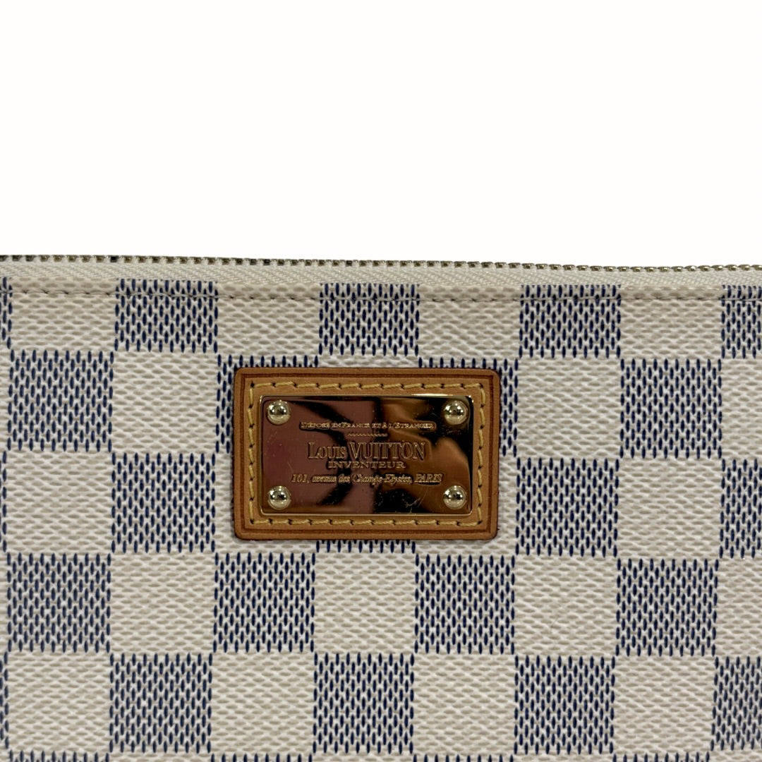 Damier Azur Pochette Milla MM White Gold Hardware