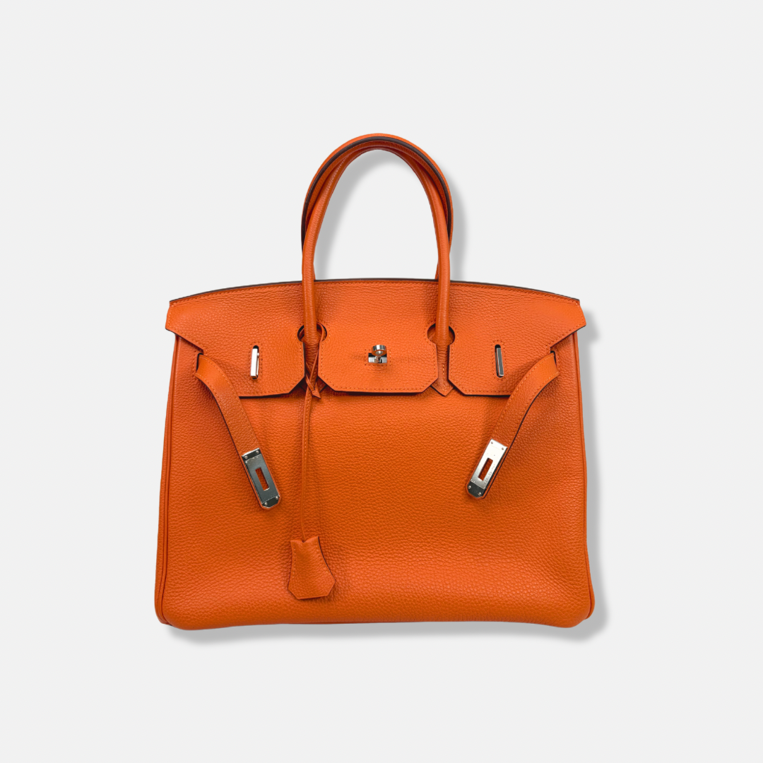 Birkin 35 Orange Togo Palladium Hardware Square N