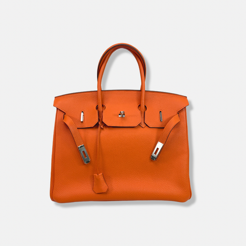 Birkin 35 Orange Togo Palladium Hardware Square N