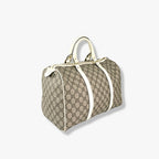 Boston GG Supreme Canvas  Beige & White Silver Hardware 30cm