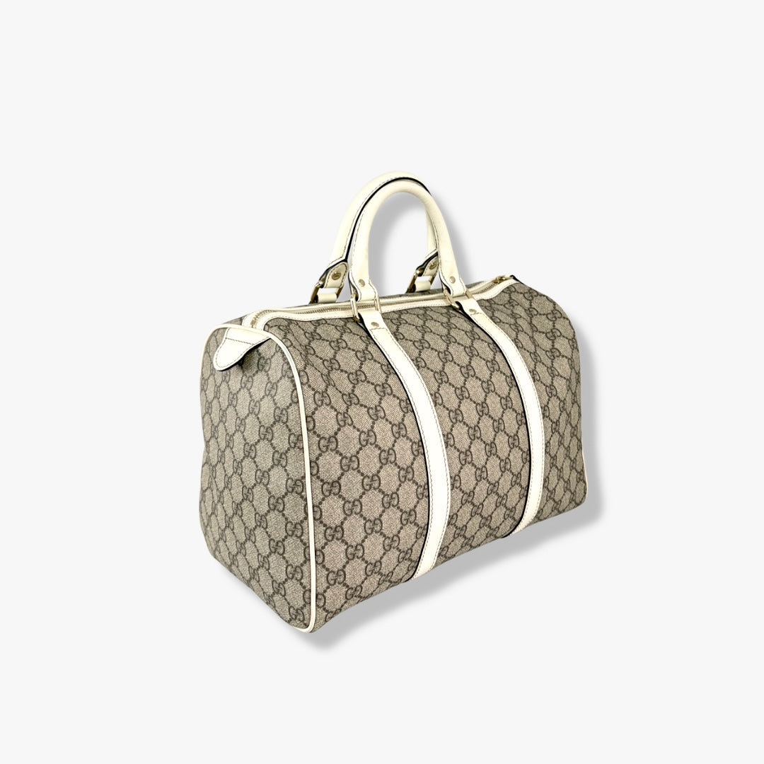 Boston GG Supreme Canvas  Beige & White Silver Hardware 30cm