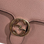 Pebbled Leather Interlocking G Small Light Pink Gold-Tone Hardware