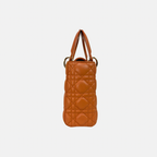 Lady Dior Small Orange Cannage Lambskin Leather ABC Strap Gold Hardware