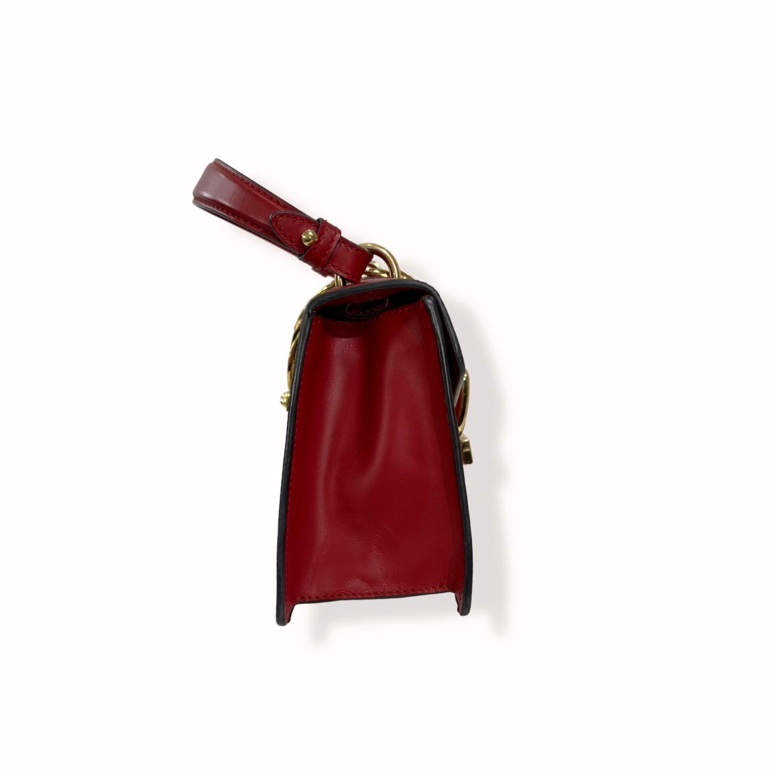 Sylvie Mini Red Cherry Line Gold Hardware