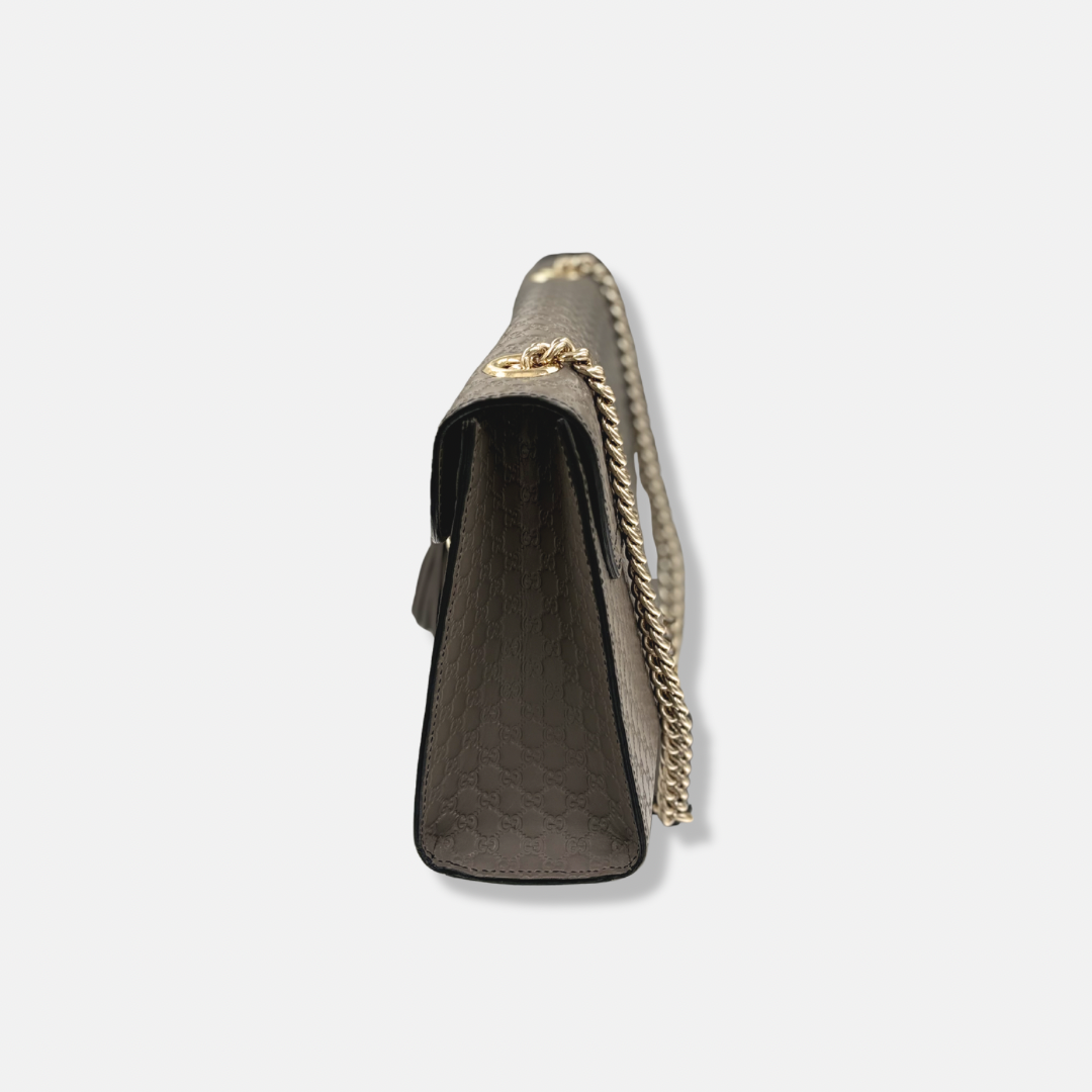 SOLD|Grey Microguccissima Leather Medium Emily Chain Gold-Tone Hardware