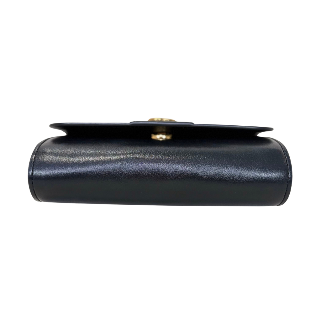 Mini Bamboo Top Handle Bag Black Gold Hardware