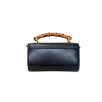 Mini Bamboo Top Handle Bag Black Gold Hardware