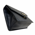 Envelope Shoulder Bag Saffiano Leather Black Gold Hardware