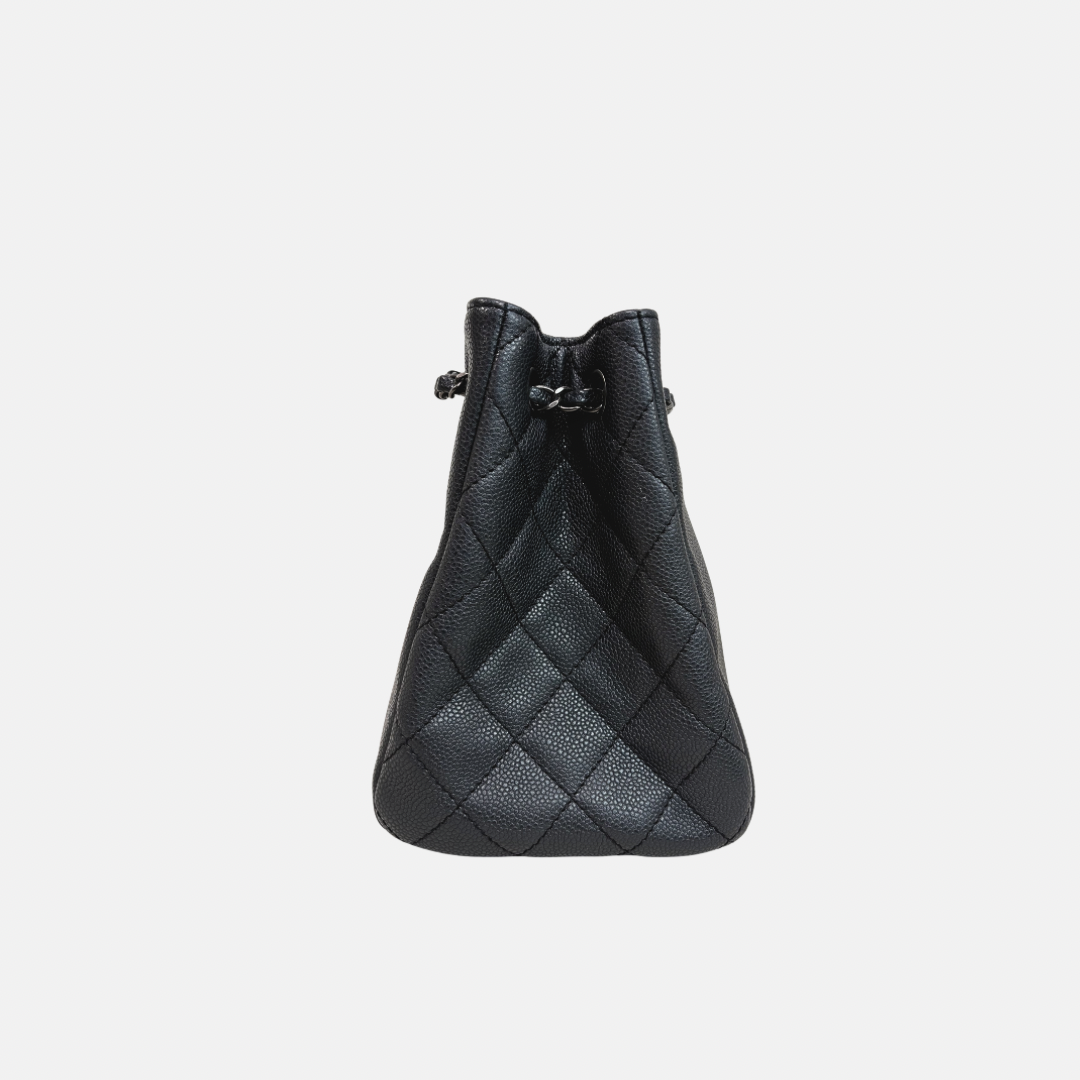Shopping Tote Bag Woven Chain Black Caviar Leather Ruthenium Hardware Series 22