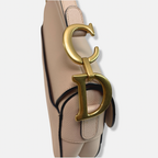 Saddle Bag Medium Beige Grained Calfskin Leather Gold Hardware
