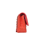 Classic Double Flap Medium Coral Orange Patent Leather Series 21