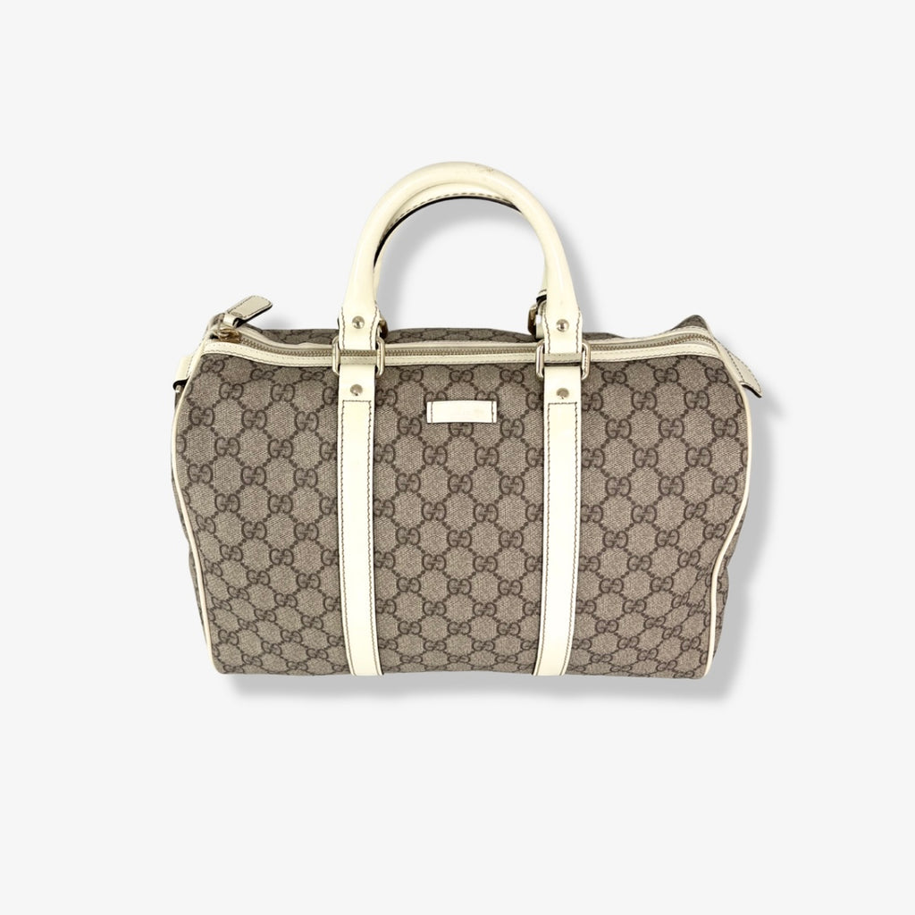 Boston GG Supreme Canvas  Beige & White Silver Hardware 30cm