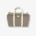 Boston GG Supreme Canvas  Beige & White Silver Hardware 30cm