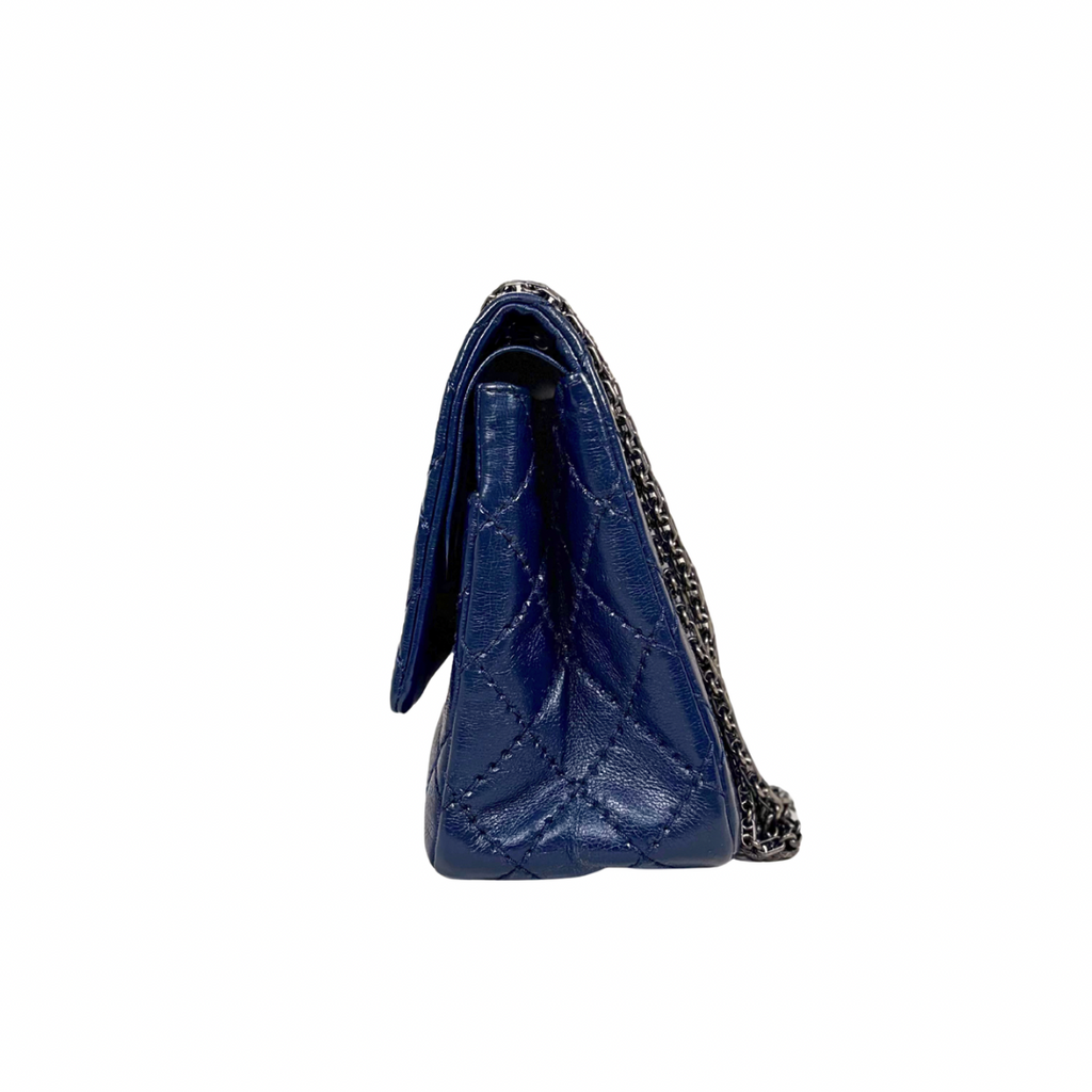 Reissue Bag Navy Blue Calfskin Leather Silver-tone Hardware