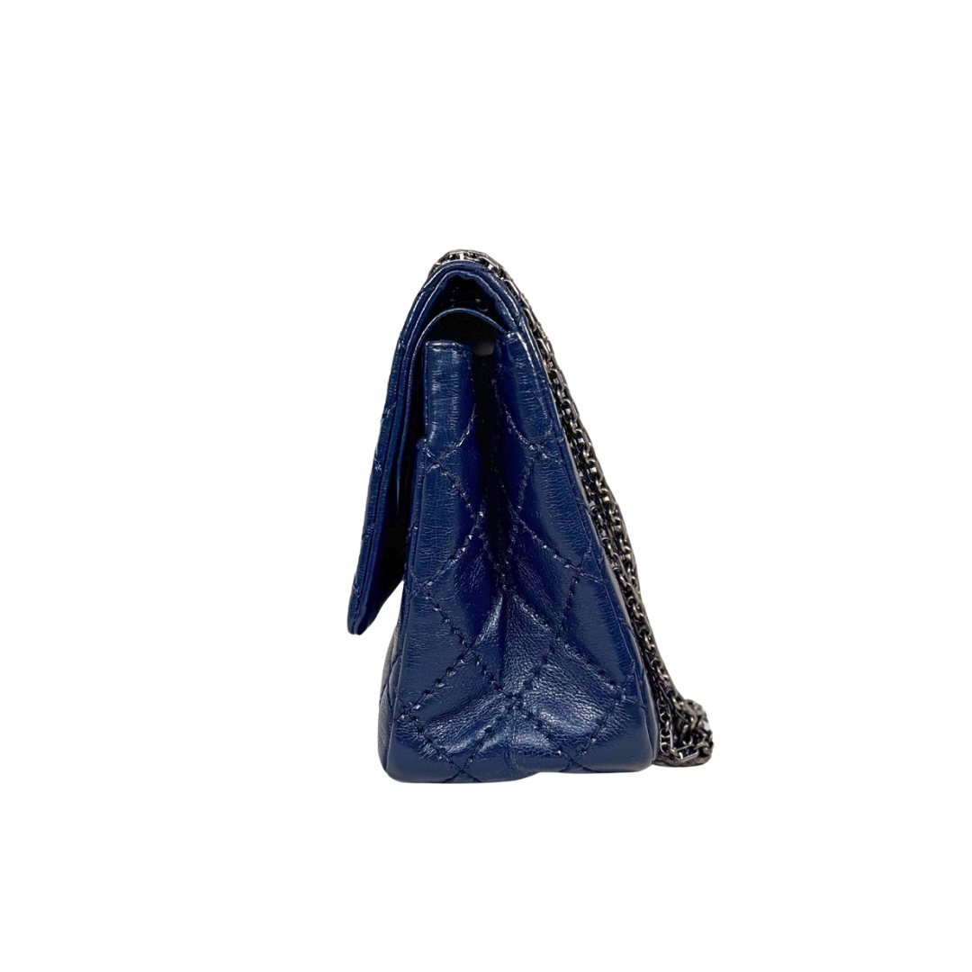 Reissue Bag Navy Blue Calfskin Leather Silver-tone Hardware