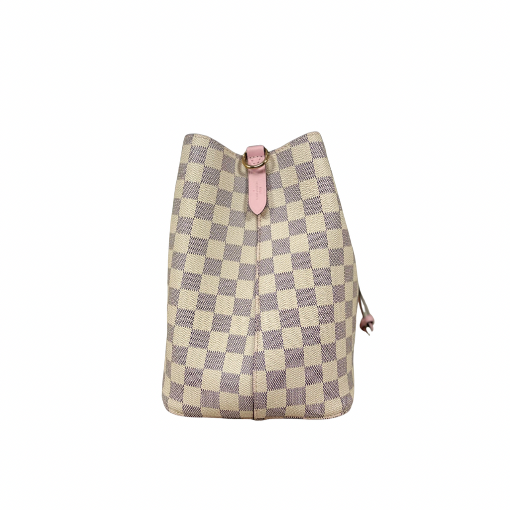 NèoNoè MM Bucket Bag Damier Azur Canvas Rose Ballerina Gold Hardware