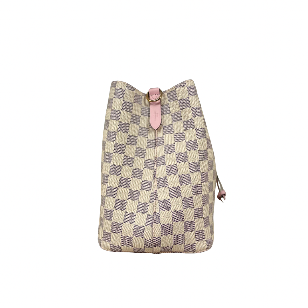 NèoNoè MM Bucket Bag Damier Azur Canvas Rose Ballerina Gold Hardware