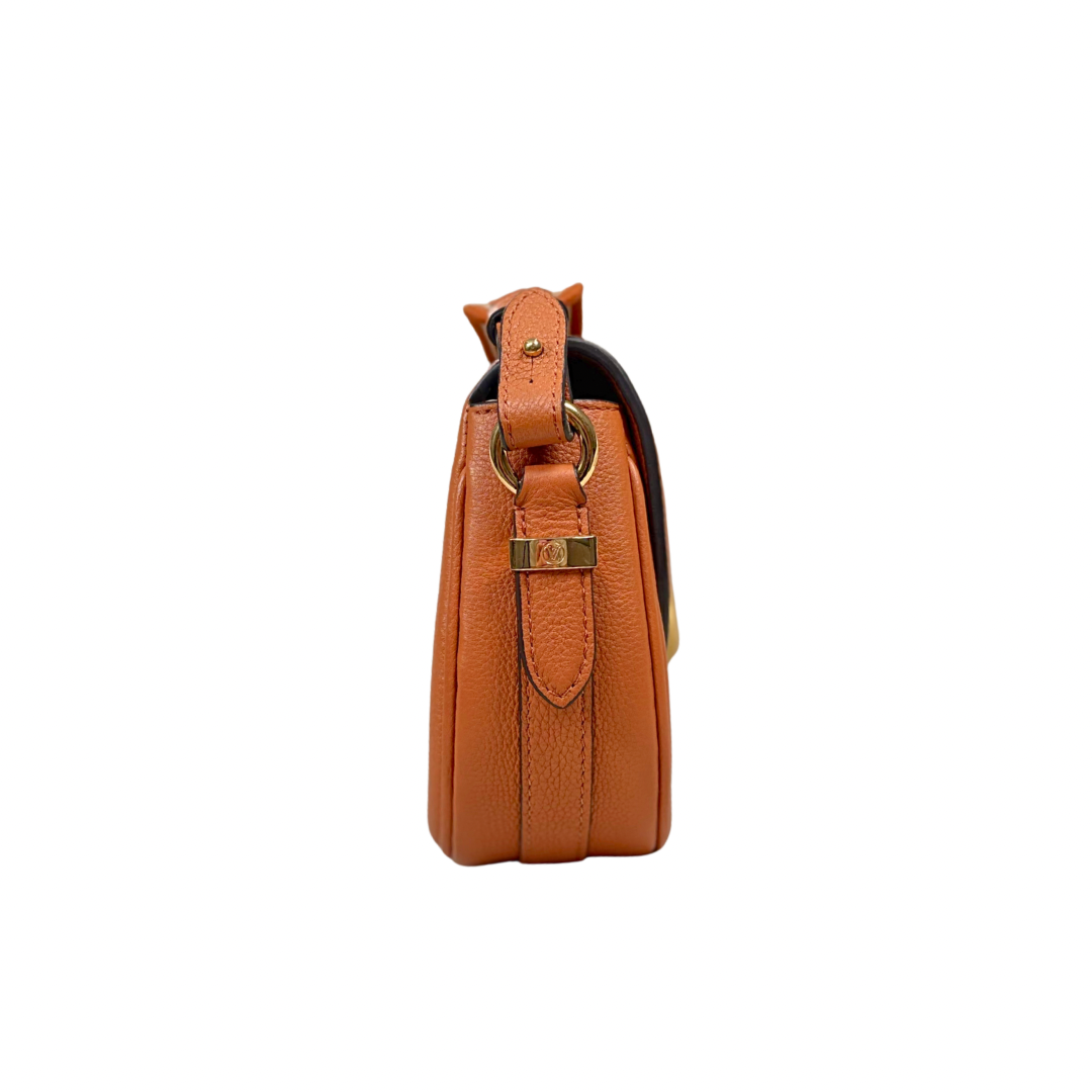 Pont 9 PM Caramel Brown Grained Leather Gold Hardware