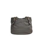 Signature Hobo Bag Vitello Daino Leather Grey Gold Hardware
