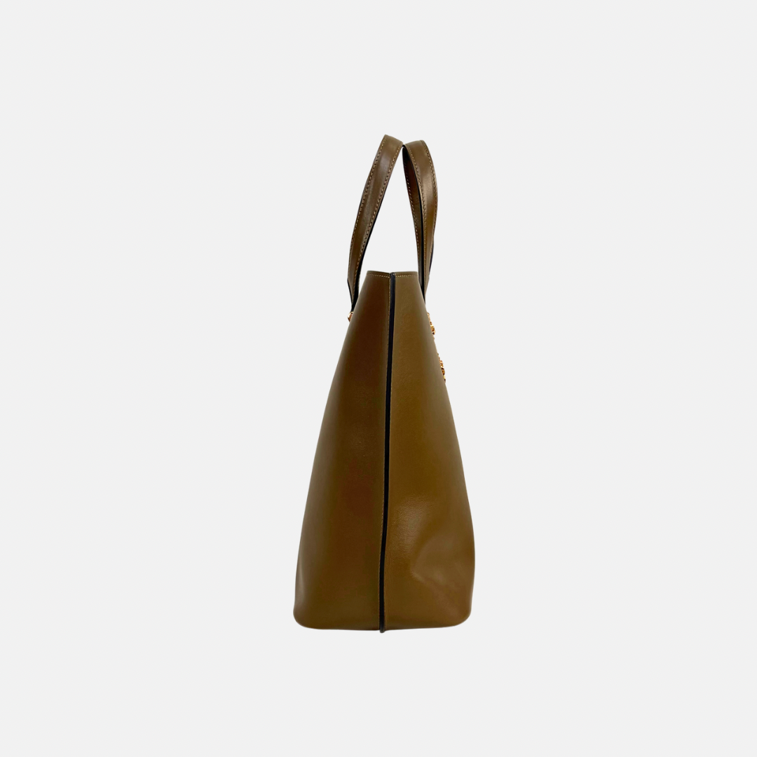 Virtus Bucket Shopper Bag Olive Brown Gold Hardware