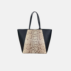 Lock Me Tote Bag Black Python Leather Silver Hardware