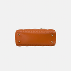 Lady Dior Small Orange Cannage Lambskin Leather ABC Strap Gold Hardware