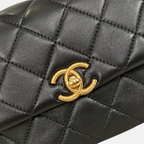 24C Mini Flap Black Lambskin Leather Gold Hardware Microchip