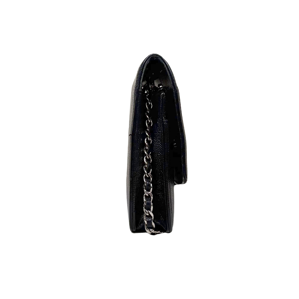 Sevruga Wallet On Chain Black Caviar Leather Silver Hardware Series 14