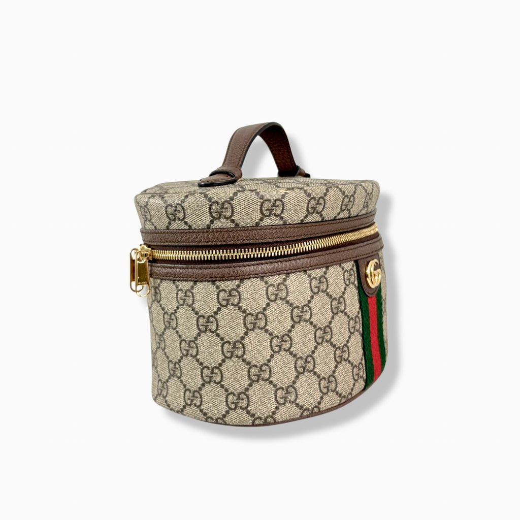 Ophidia Cosmetic Case GG Supreme Canvas Gold Hardware