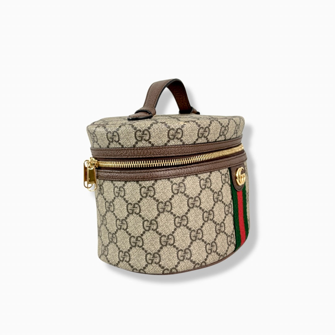 Ophidia Cosmetic Case GG Supreme Canvas Gold Hardware