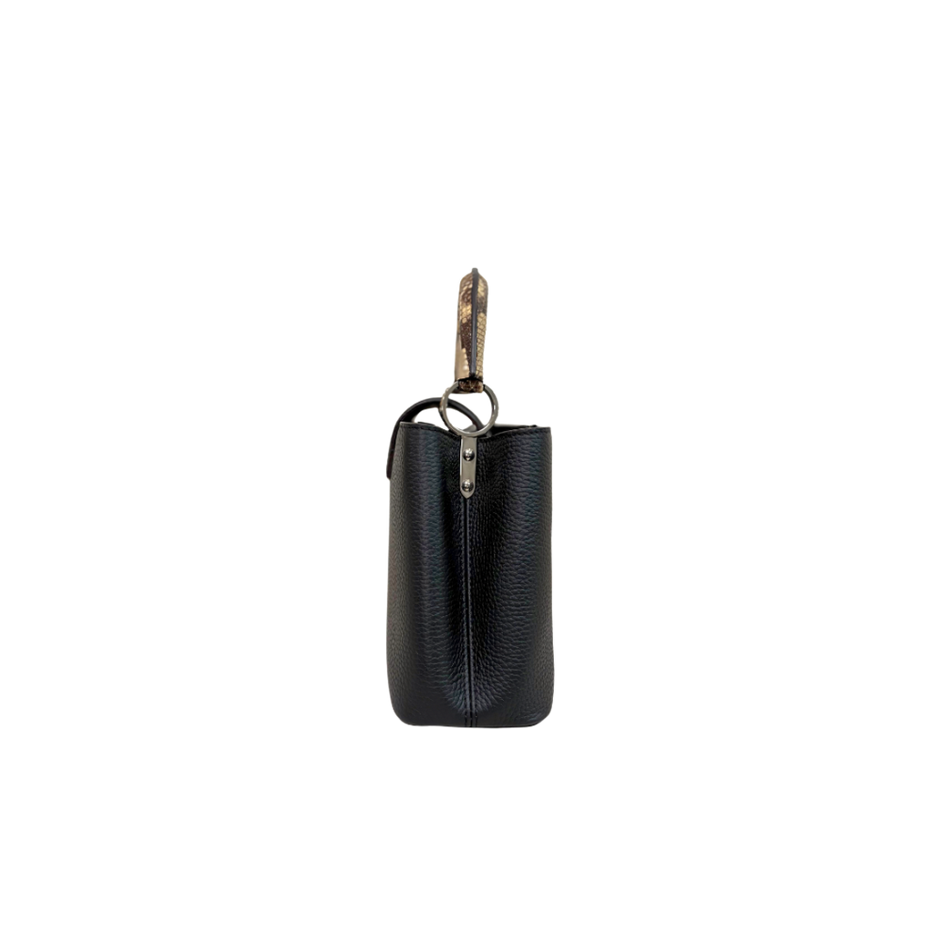 Capucines Snake Skin  Top Handle BB Taurillon Black Silver Hardware