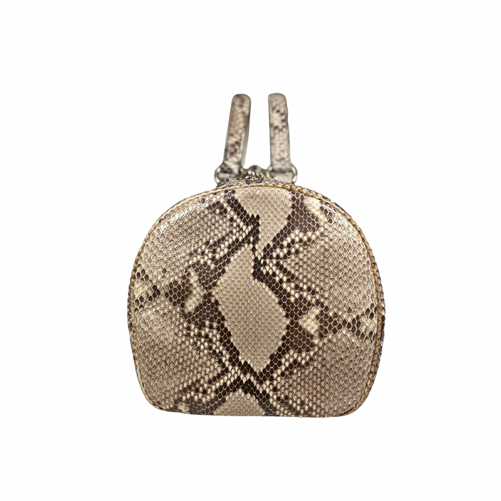 Boston Bag Beige/Purple Python Soho Leather Gold Hardware