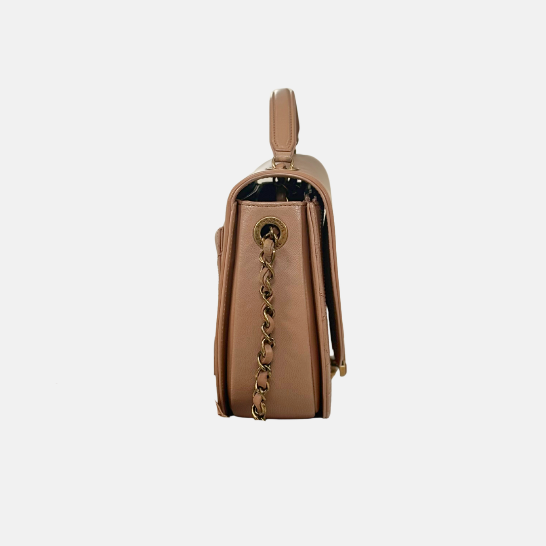 Coco Curve Flap Beige Calfskin Leather Gold-Tone Hardware Series 25