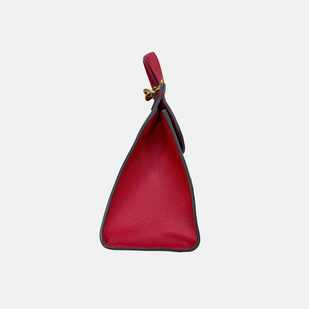 GG Marmont Two Way Flap Red Calfskin Leather Gold Hardware