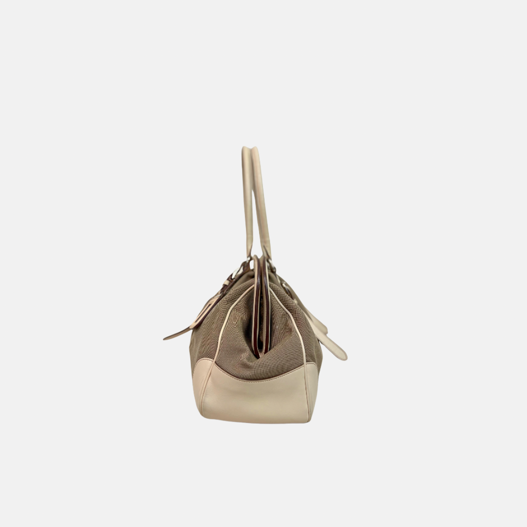 Doctor Logo Jacquard Canapa Frame Handbag Silver Hardware