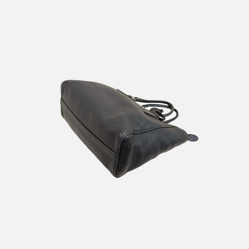 Vitello Phenix Black Tote Bag Silver Hardware