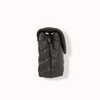 Grey Chevron Quilted Leather Toy LouLou Silver Hardware