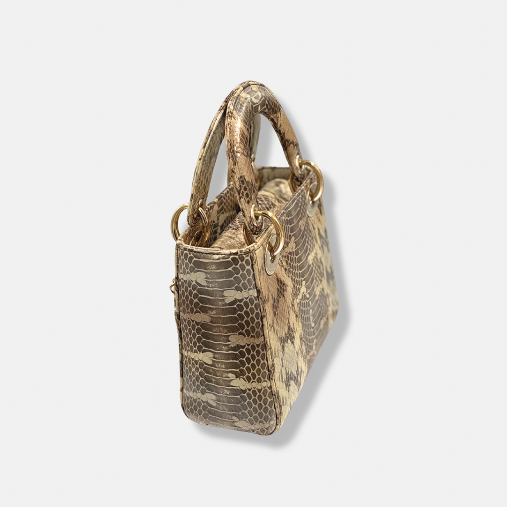 Mini Lady Dior Python Snakeskin Gold Hardware
