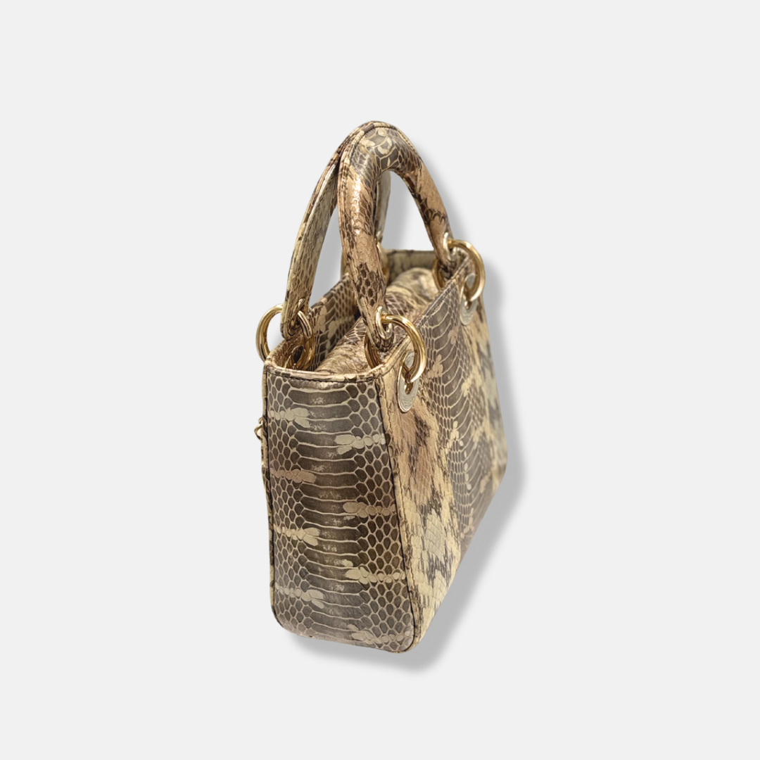 Mini Lady Dior Python Snakeskin Gold Hardware