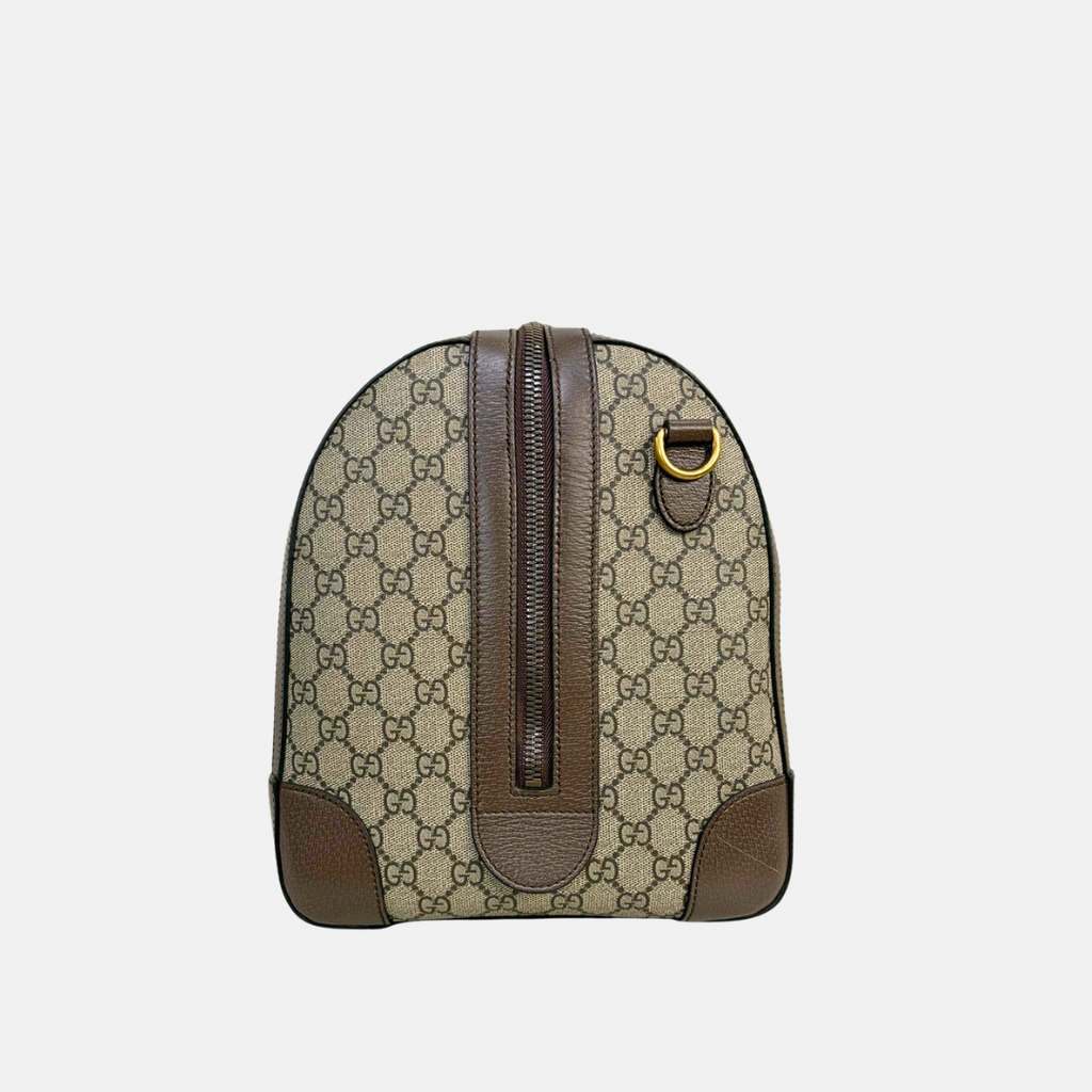 Savoy Duffle Bag GG Supreme Canvas Neon Green Gold Hardware